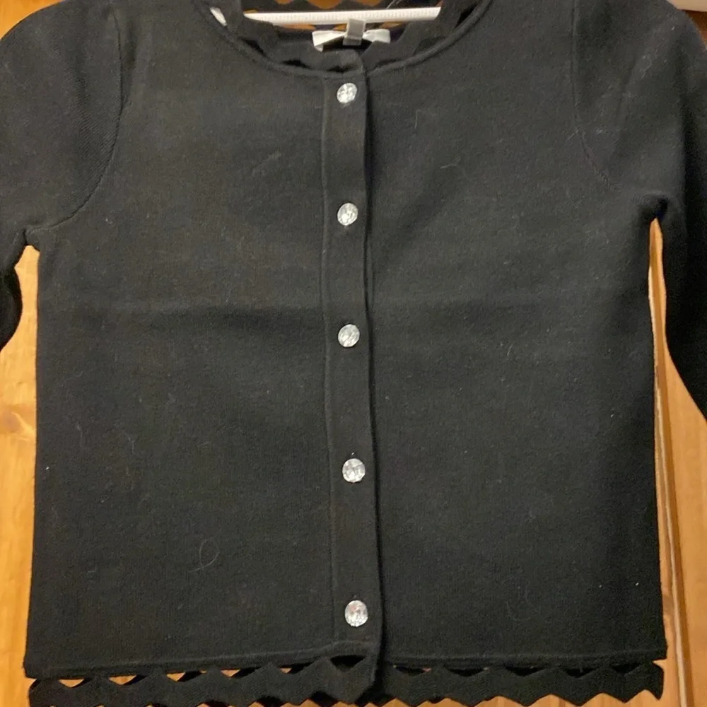 Milly Minis Zig Zag Cardigan In Black Girls Size 12 NWT